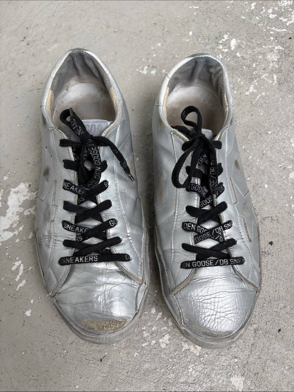 Distressed Ray golden goose silver sneakers